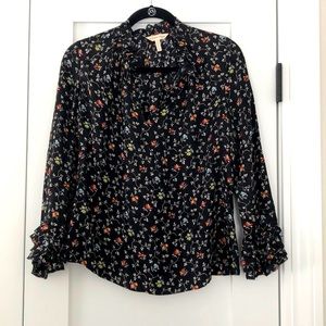 Rebecca Taylor Floral Vines Top Black Size 2